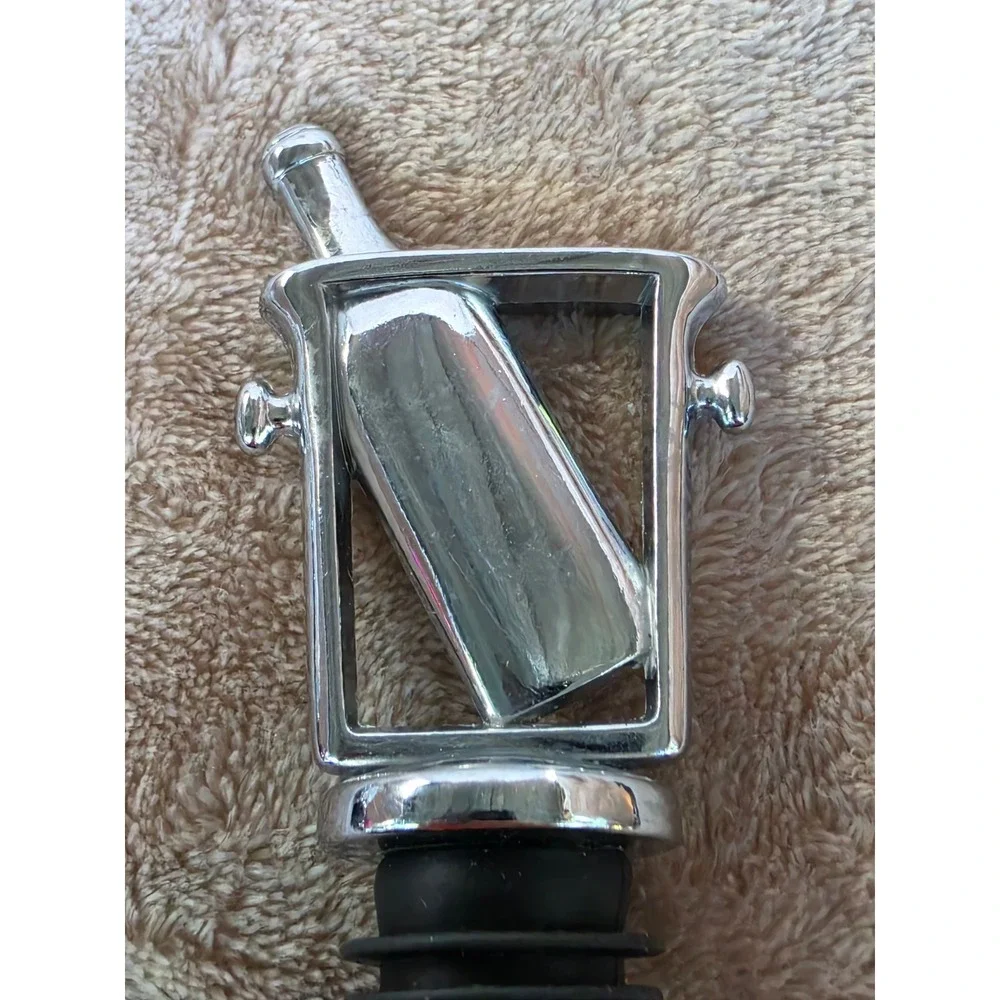 Chrome Champagne Bucket Wine Bottle Stopper Silver Metal Barware Accessory